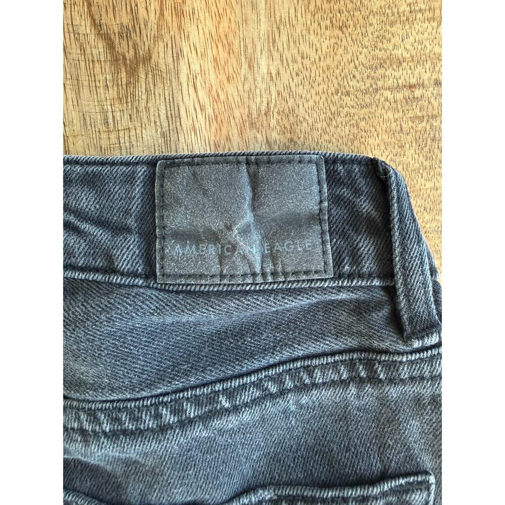 American Eagle Mom Jean Black Wash Distressed Mid Rise Size 00 Real Good Denim - Picture 11 of 14